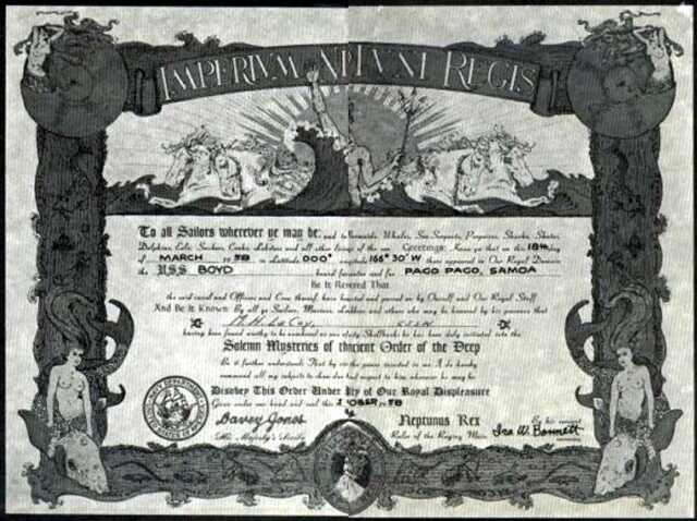 1958 Ancient Order of the Deep Certificate